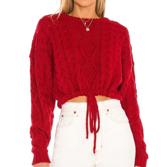 Musier Paris Sweaters - Musier Paris Adele Cable Knit Sweater Women’s Size Medium Cropped Red‎